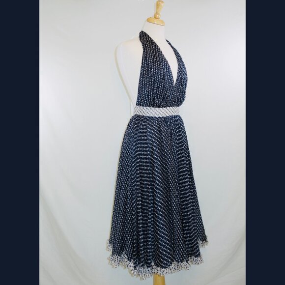 D&G Blue + White Anchor and Start Print Halter Dress - Size 40 (IT) - Picture 8 of 16